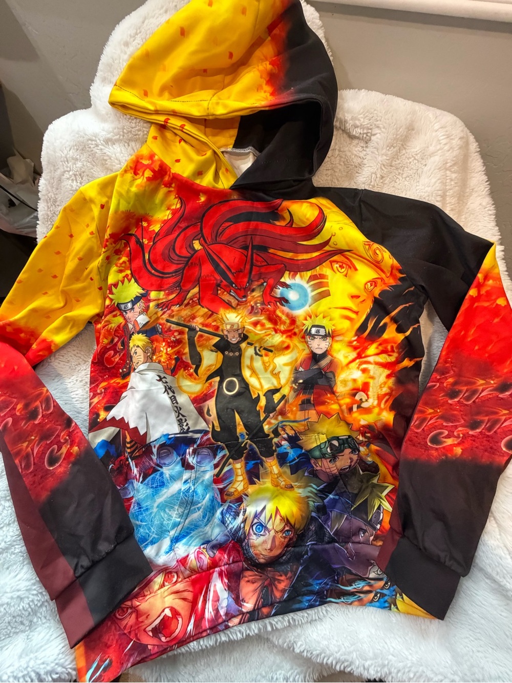 Source Unknown Yellow & Red Naruto Graphic Kids Hoodie